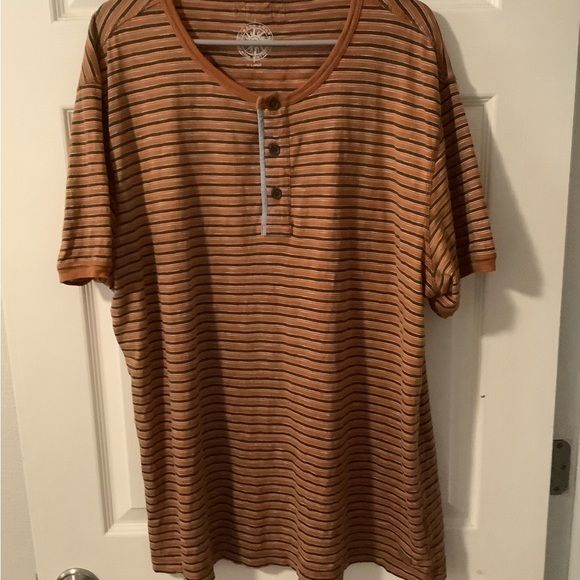 G.H. Bass & Co. Other - G.H. Bass & Co. Tan and Black Striped Henley Tee